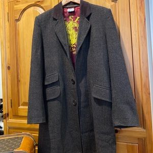 Brown Slim Fit Overcoat (Size: Small)